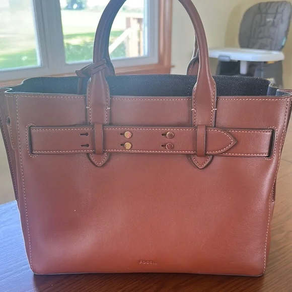 Fossil Tan Leather Handbag - Picture 1 of 6